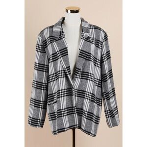 Sz 6 Nasty Gal Longline Check Button Down Blazer GUC